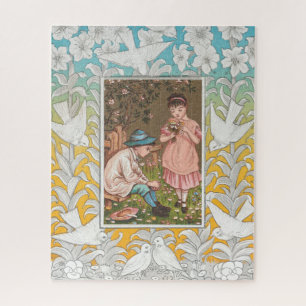 Puzzle Tarjeta vintage de San Valentín de la era victoria