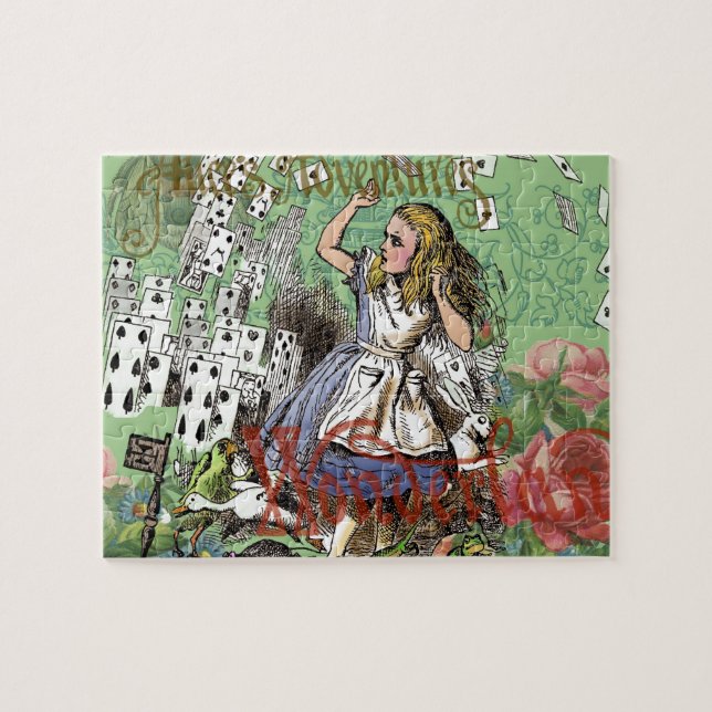 Puzzle tarjetas alice conejo de sombrerero de wonderland (Horizontal)