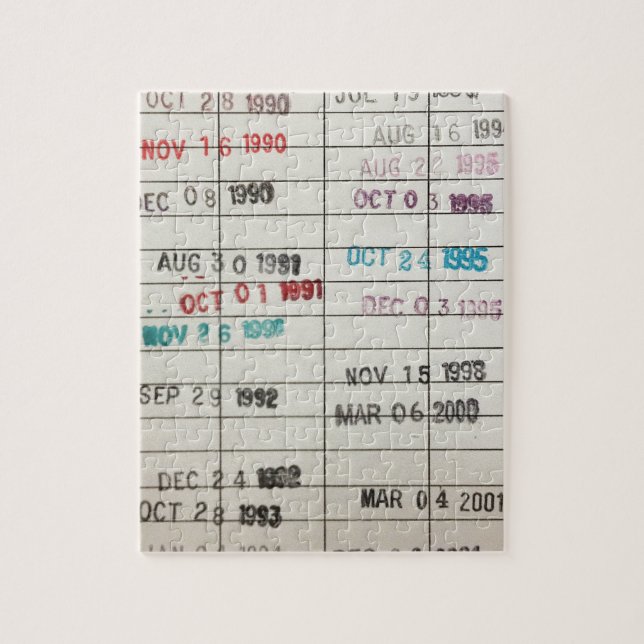 Puzzle Tarjetas de fecha debida de la biblioteca del (Vertical)