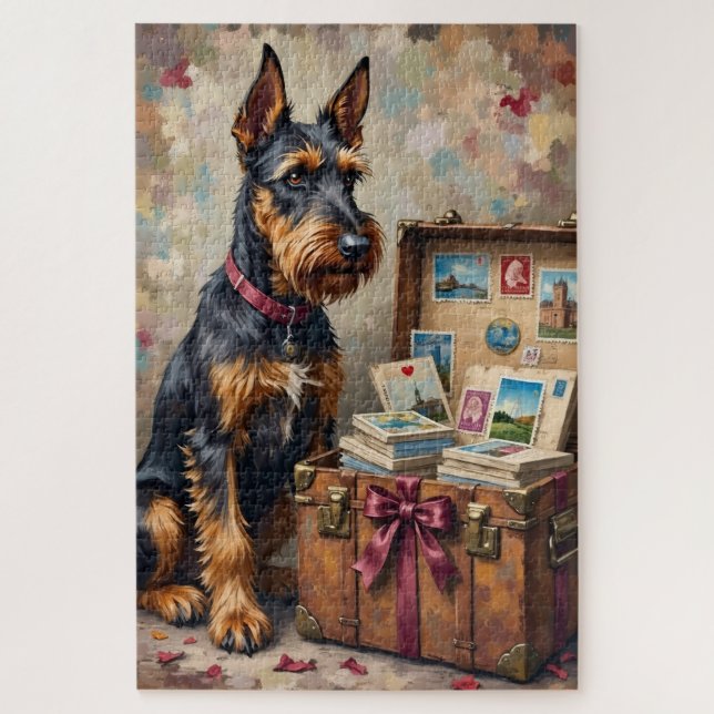 Puzzle Tarjetas postales antiguas de amor de perro Terrie (Vertical)