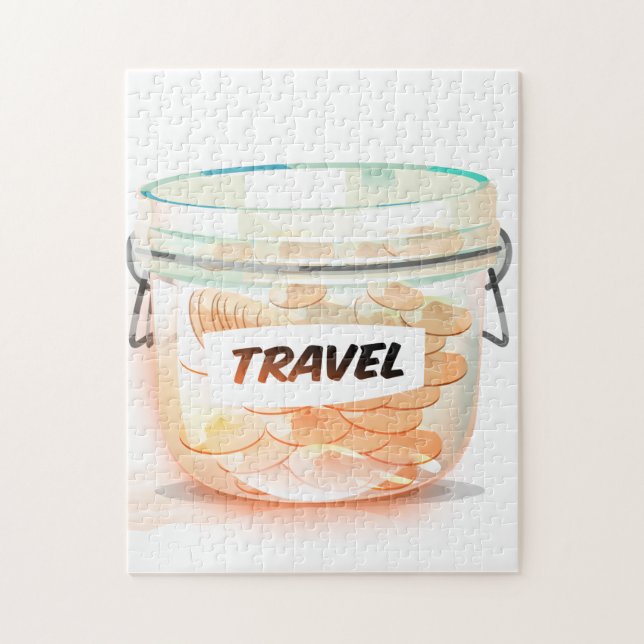 Puzzle Tarro de viaje de dinero de vidrio (Vertical)
