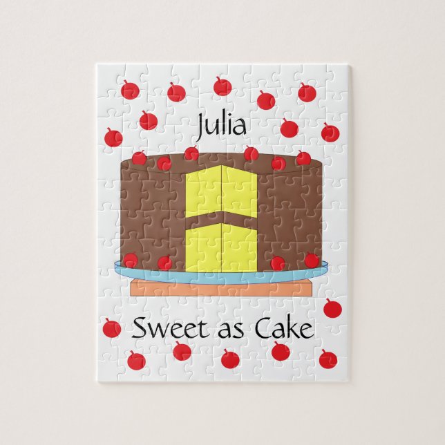 Puzzle Tarta amarilla y cerezas: Blanco (Vertical)