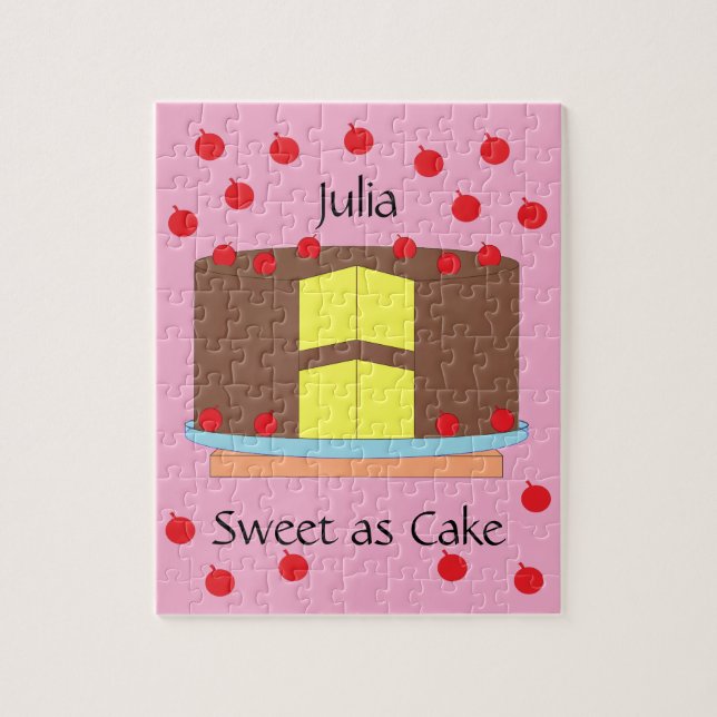 Puzzle Tarta amarilla y cerezas: Rosa (Vertical)