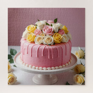 Puzzle Tarta de cumpleaños rosa