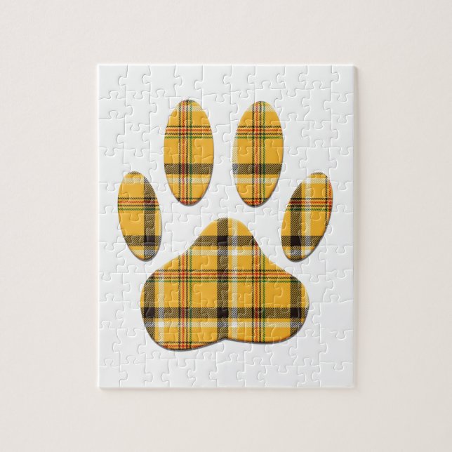Puzzle Tartan Dog Paw Print (Vertical)