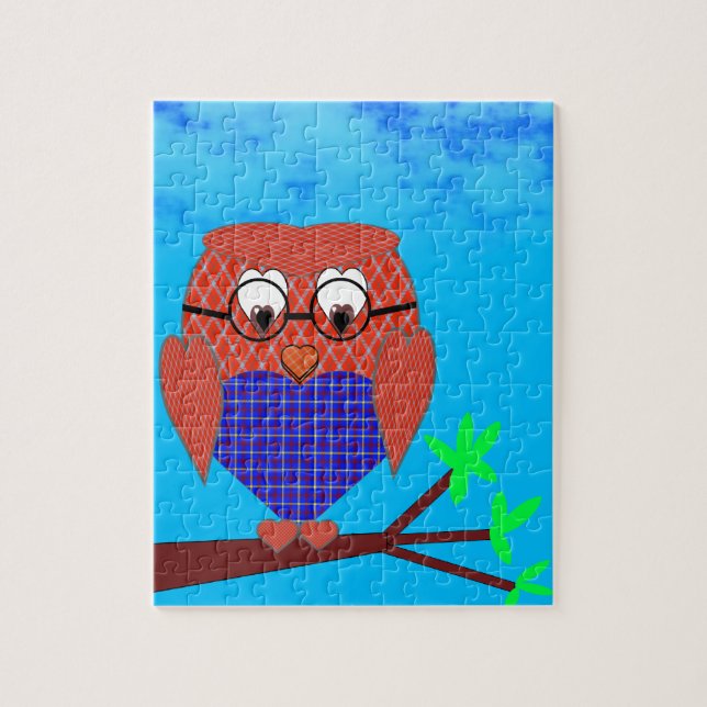 Puzzle Tartán y búho cardíaco (Vertical)