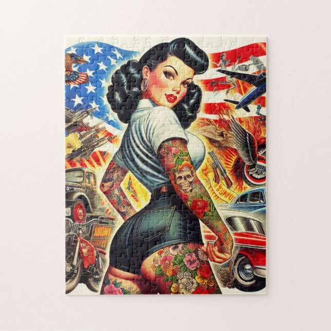 Puzzle Tattoed American Pin-up (Vertical)