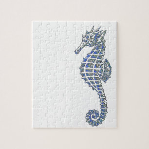 Puzzle Tatuaje de caballito de mar en azul y gris