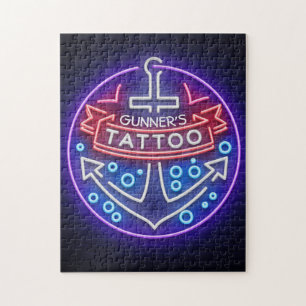 Puzzle Tatuaje personalizado tienda estilo neón nautico R
