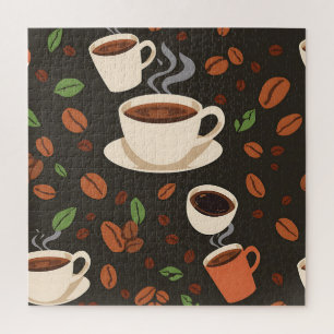 Puzzle Tazas de café Granos Mañana Patrón