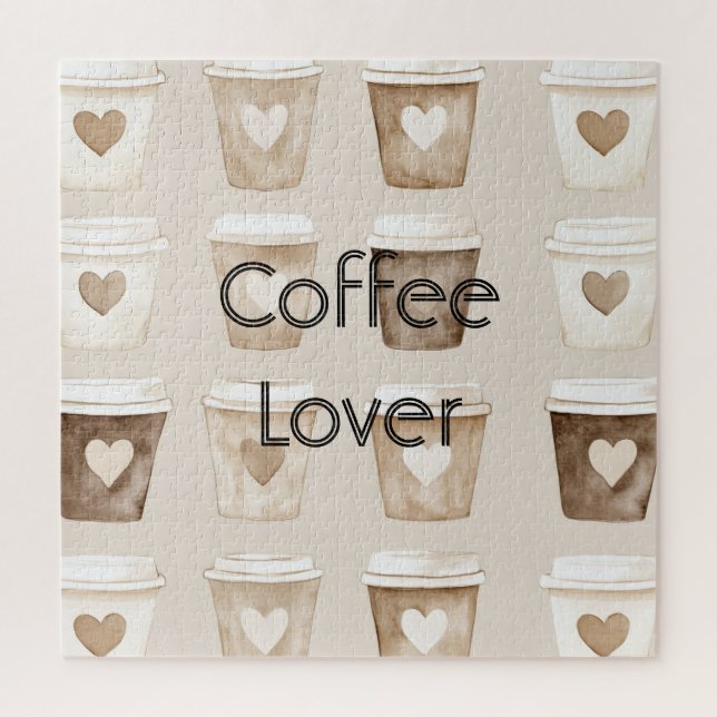 Puzzle Tazas de Corazón de Café con Crema (Vertical)
