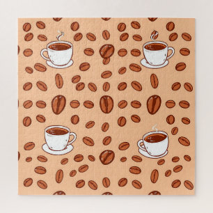 Puzzle Tazas de Granos de Café Patrón Acogedor