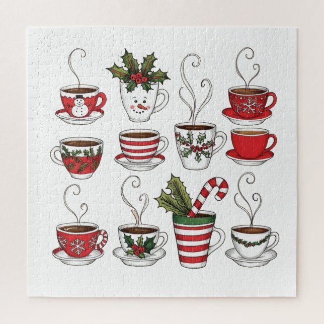 Puzzle Tazas de té divertidas en navidad (Vertical)