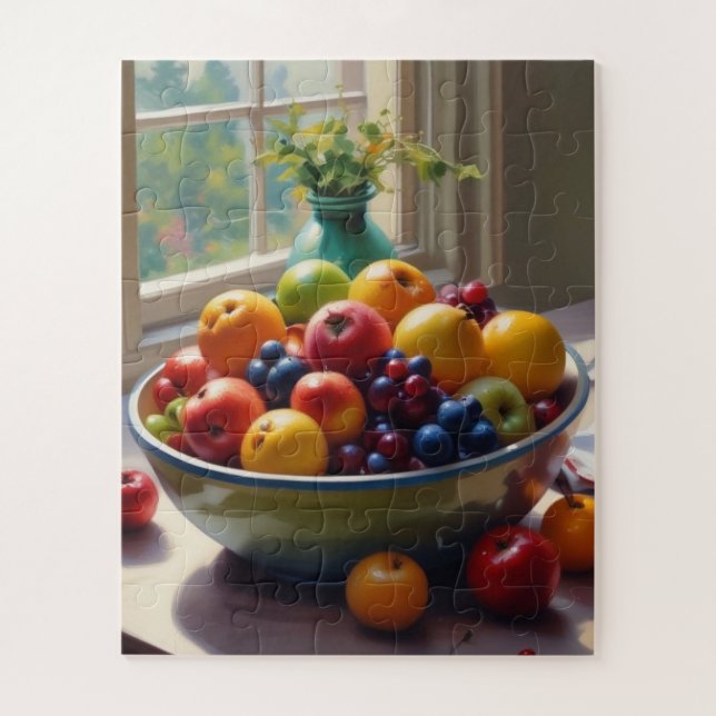 Puzzle Tazón de fruta sentada en una pintura al óleo de u (Vertical)
