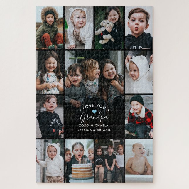 Puzzle Te amo Collage de fotos abuelo Mensaje 1,014 Pieza (Vertical)