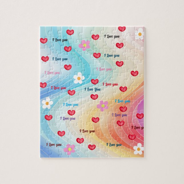 Puzzle Te amo corazones (Vertical)