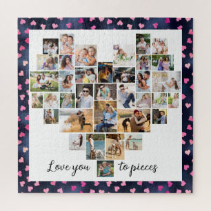 Puzzle Te Amo en Trozos Corazones con 36 Fotos