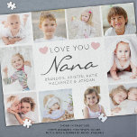 Puzzle Te amo Nana o Collage de fotos apodo 10<br><div class="desc">Crea tu propio rompecabezas fotográfico personalizado para la abuela con una plantilla de collage de fotos fácil de subir con 10 fotos de sus nietos y familia con el título editable LOVE YOU NANA (cambia a su apodo como Gigi o Abuela) en un moderno guión escrito a mano, acentuado con...</div>