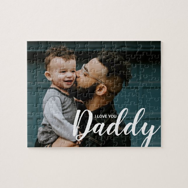 Puzzle Te Amo Papá Noel Moderno Personalizado Foto (Horizontal)