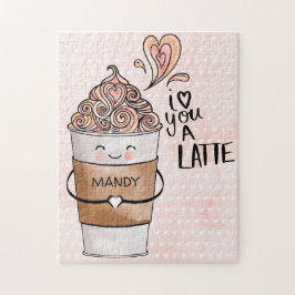 Puzzle Te Amo Una Latte Cute Kawaii Café Cup Y Corazones