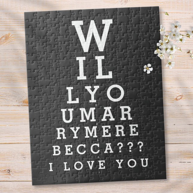 Puzzle Te Casarás Conmigo Carta de Optometrista de Costum (Will You Marry Me Marriage Custom Optician Chart Jigsaw Puzzle)