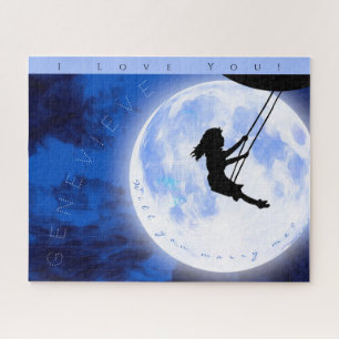 Puzzle ¿Te Casarás Conmigo? Chica Swing on Moon