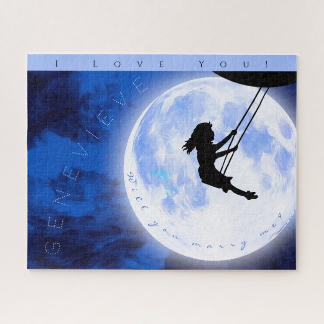 Puzzle ¿Te Casarás Conmigo? Chica Swing on Moon (Horizontal)