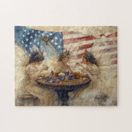 Puzzle Té de Hadas Patrióticas Vintage Americana Cottagec