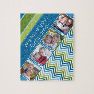 Puzzle Te queremos abuela con 4 fotos y zags en zig