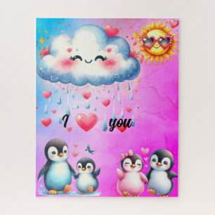 Puzzle Te quiero pingüinos