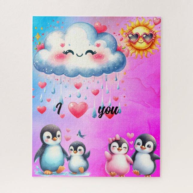 Puzzle Te quiero pingüinos (Vertical)