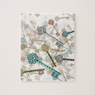 Puzzle Teclas vintage chic de Shabby impresas, sutiles, c