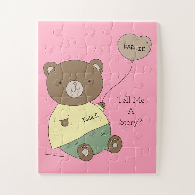 Puzzle Tedd E. Teddy Bear Pink Personalizado (Vertical)