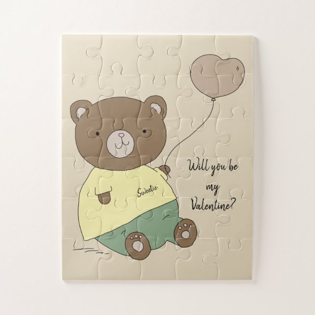 Puzzle Teddy Bear Será Mi Valentín (Vertical)