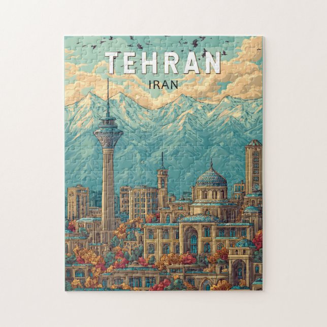 Puzzle Teherán Irán Ilustracion Viaje de arte (Vertical)