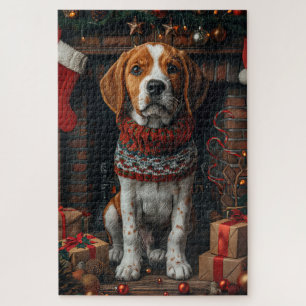 Puzzle Tejer Perro Coonhound De Walker Con Regalos De Nav