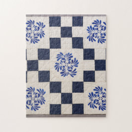 Puzzle Tejido azul y blanco