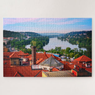 Puzzle Tejidos de Praga, vistas al río Vltava /Vyšehrad