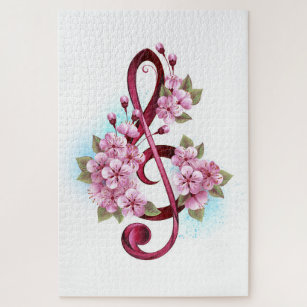 Puzzle Tejidos musicales notas de colores con flores de S