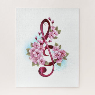 Puzzle Tejidos musicales notas de colores con flores de S