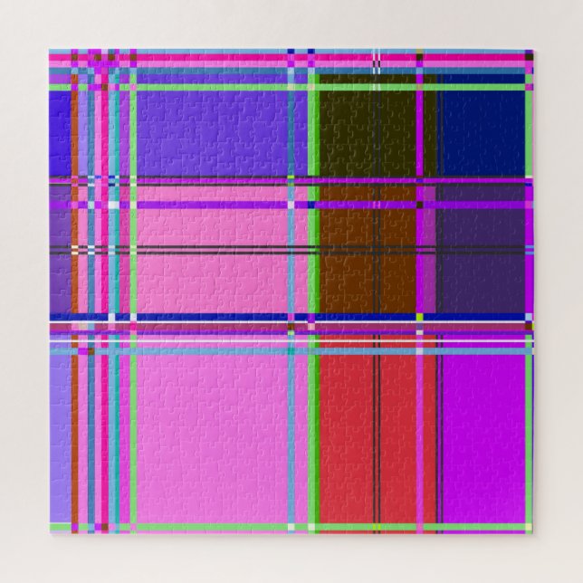 Puzzle Tela de cuadros rosa estampado Madras (Vertical)