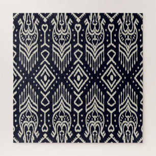 Puzzle Tela Ikat bordada: Elegancia étnica.