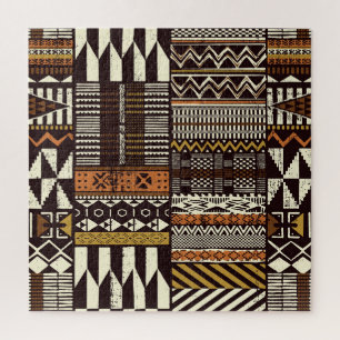 Puzzle tela tribal africana, vintage abstracto.