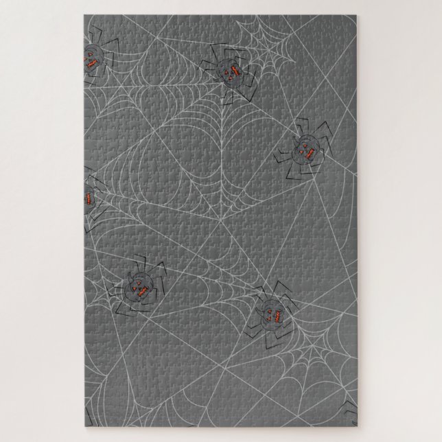 Puzzle telaraña y calabazas de Halloween (Vertical)