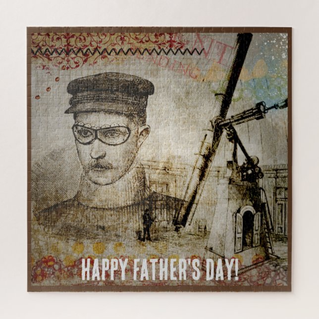 Puzzle Telescopio científico inventor de Steampunk en Vic (Vertical)