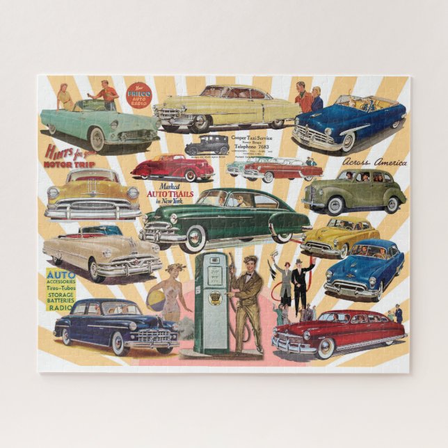 PUZZLE TEMA DE COLLAGE DE AUTOMÓVIL VINTAGE (Horizontal)
