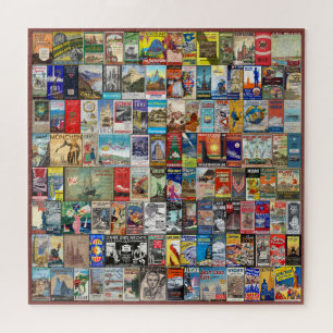 PUZZLE TEMA DE COLLAJE DE FOLLETOS DE VIAJES ANTIGUOS