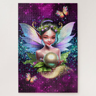 Puzzle Tema de cumpleaños de niñas princesa hada encantad