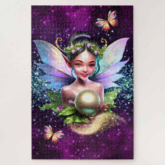 Puzzle Tema de cumpleaños de niñas princesa hada encantad (Vertical)
