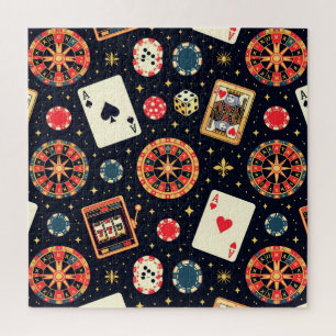 Puzzle tema de patrón de casino sobre negro